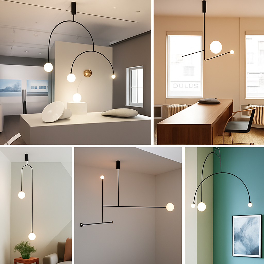 Danmark Geometric Line Chandelier Nordic Arc Suspension Lamp Ceiling Hanging Fxiture for Living Room,Dining Room