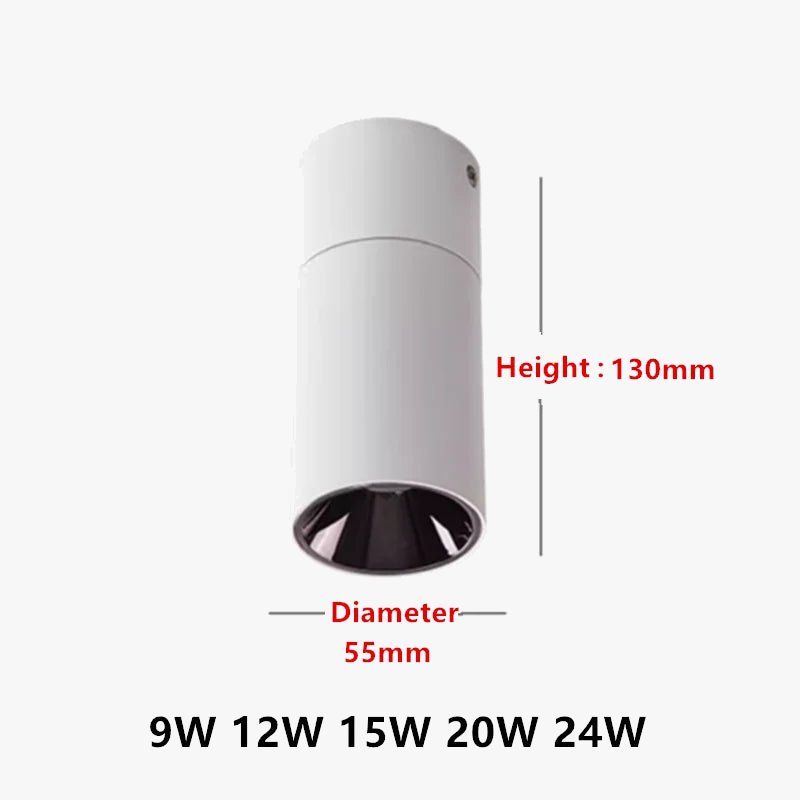 downlight led pliant rotatif monté en surface anti-éblouissement à intensité variable