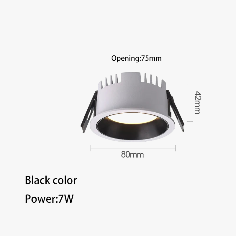 downlight led ultra mince en aluminium anti-éblouissement pour maison