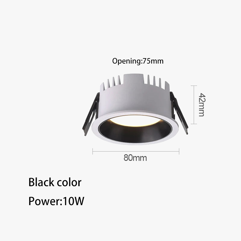 downlight led ultra mince en aluminium anti-éblouissement pour maison