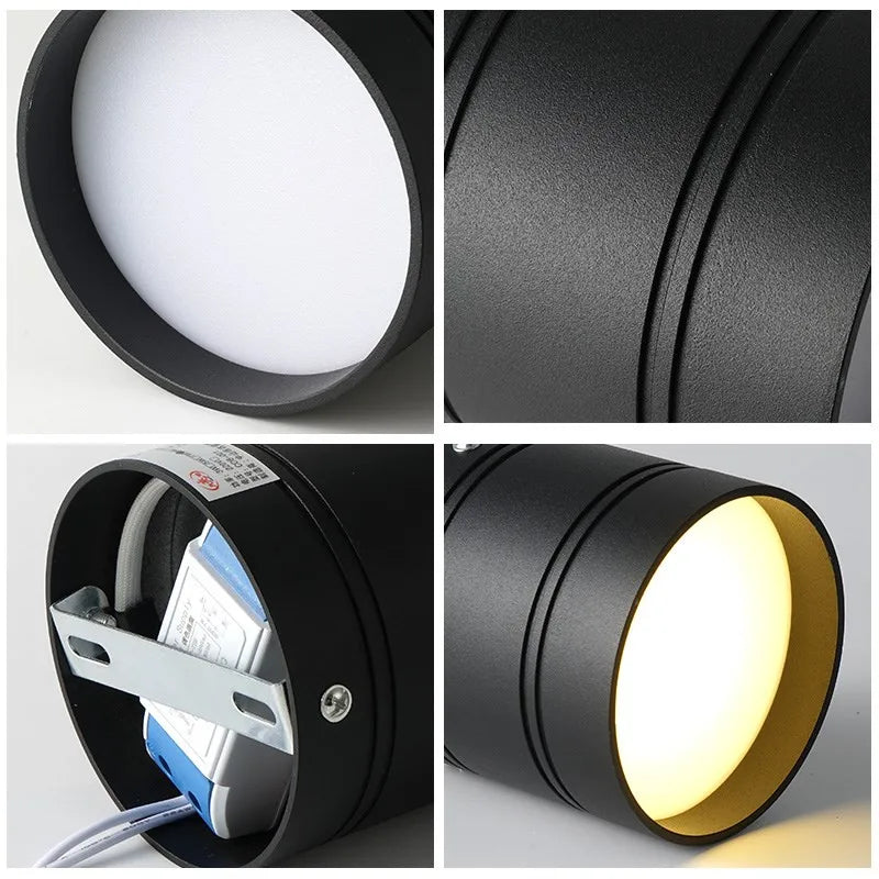 downlights led à intensité variable cob plafonniers cylindre lampe de mur