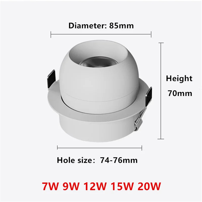downlights led rotatifs intégrés anti-éblouissement pour éclairage domestique