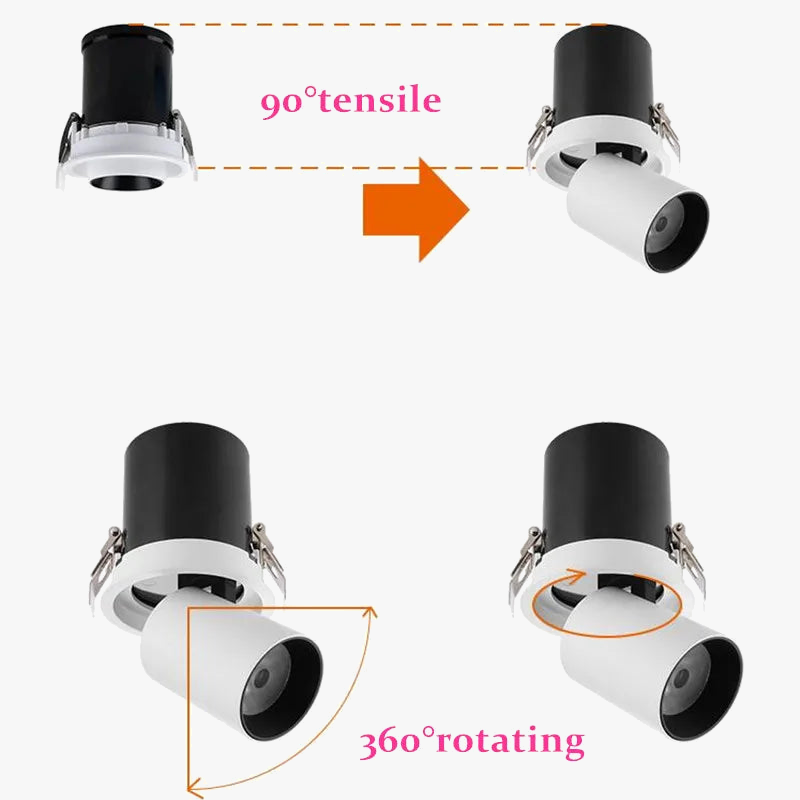 downlights led rotatifs à intensité variable epistar aluminium encastré cob spots
