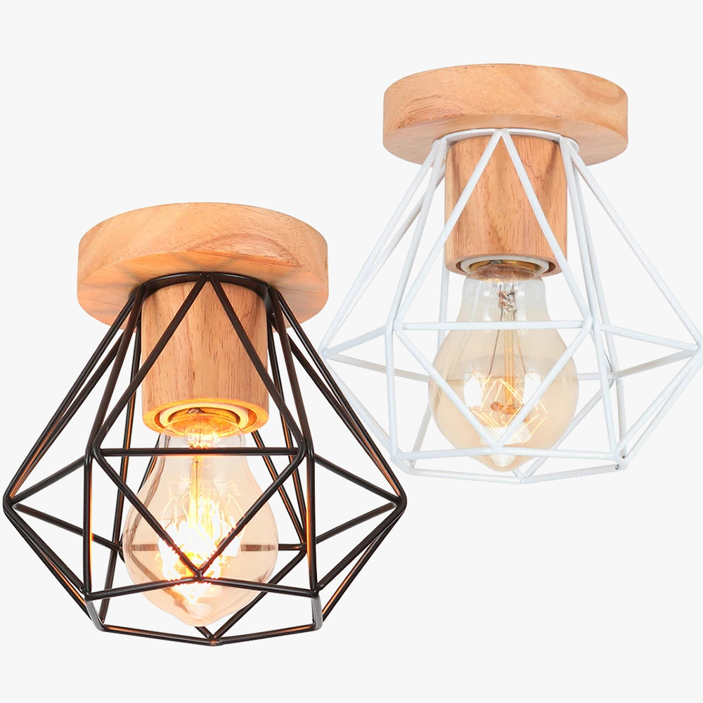 E27 plafonnier fer bois plafonnier nordique moderne Mini lampe pour salon chambre cuisine décoration luminaire