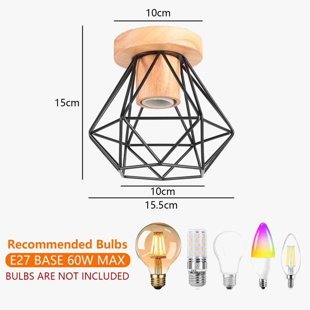 E27 plafonnier fer bois plafonnier nordique moderne Mini lampe pour salon chambre cuisine décoration luminaire