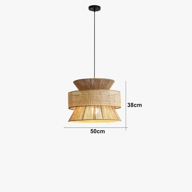 Suspension Sabi Wabi style chinois en rotin cannage