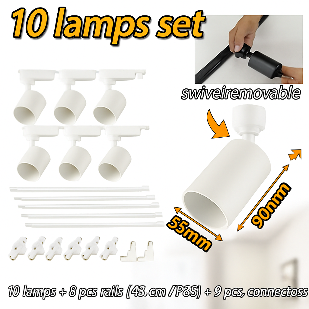 ensemble d'éclairage sur rail dimmable pour maison intelligente