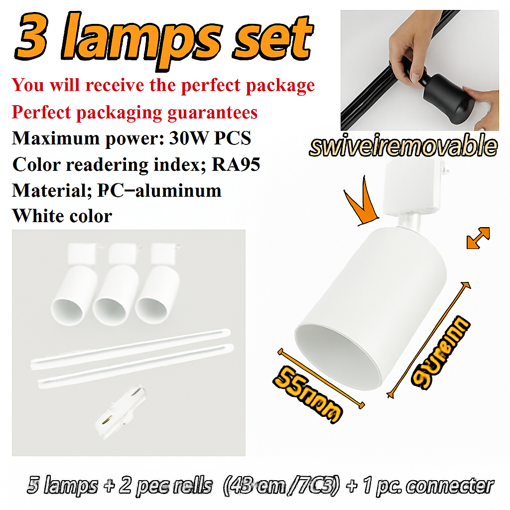 ensemble d'éclairage sur rail dimmable pour maison intelligente