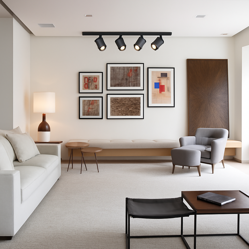 ensemble d'éclairage sur rail dimmable pour maison intelligente
