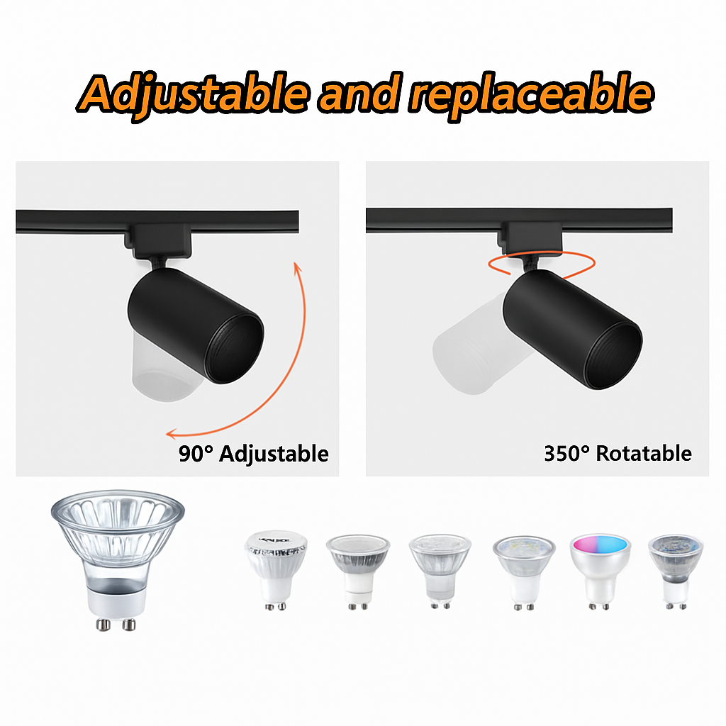 ensemble d'éclairage sur rail dimmable pour maison intelligente