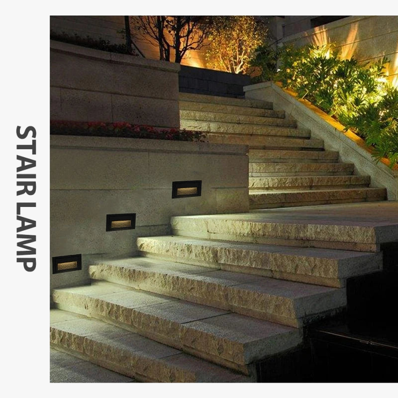 escalier led footlight intégré étanche dissimulé extérieur