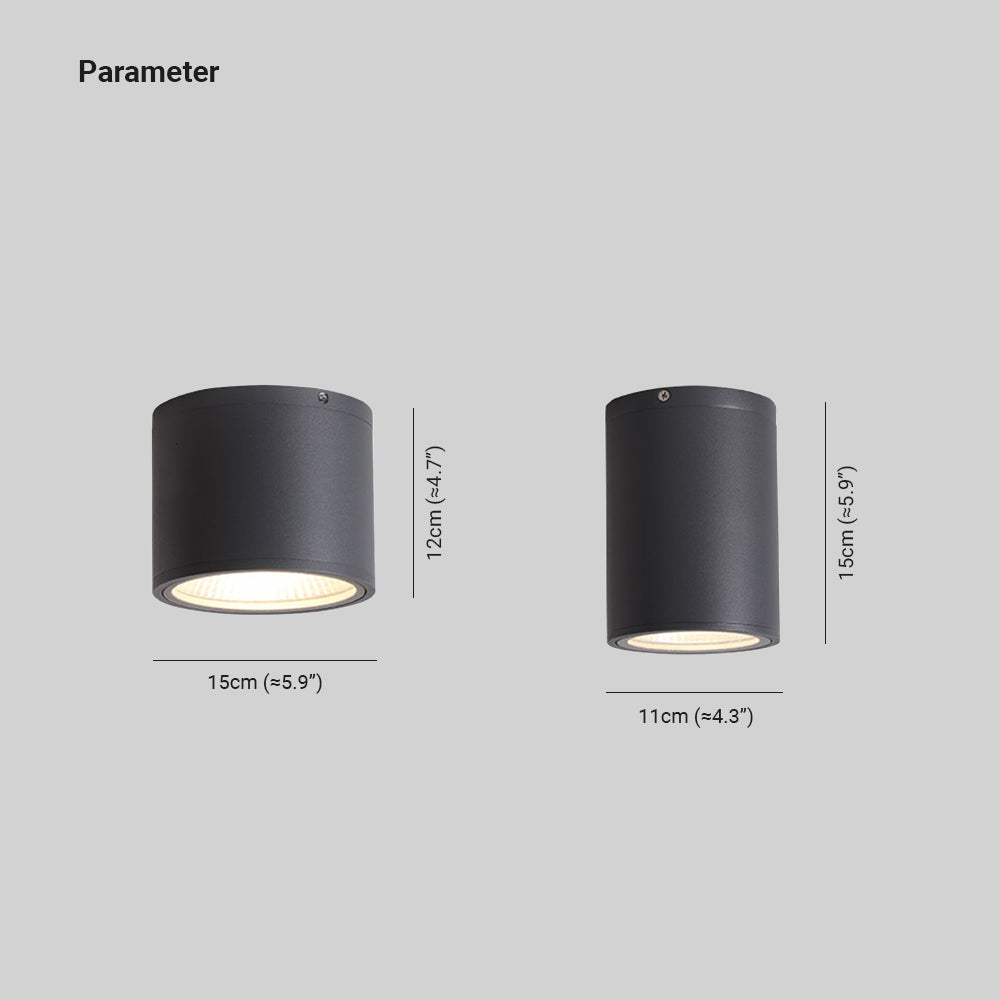 Plafonnier cylindrique en métal noir et diffuseur en verre — Sciure