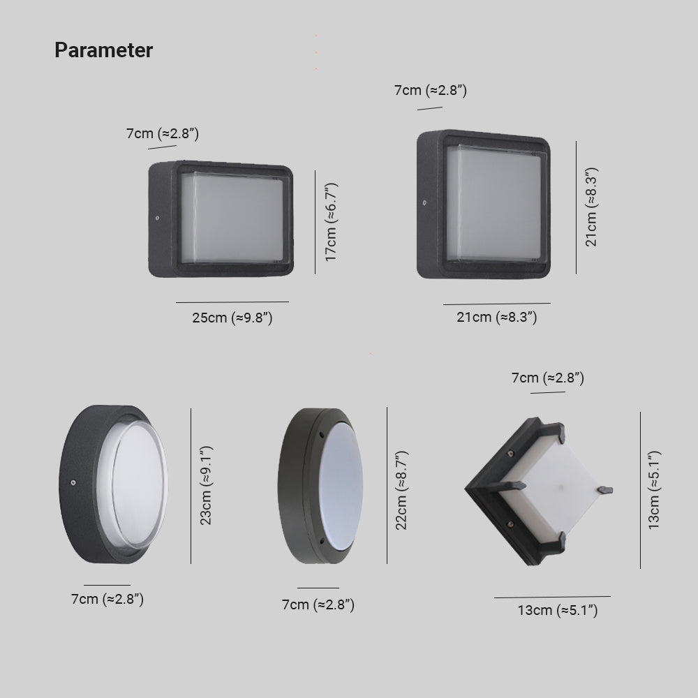 Plafonnier extérieur plat en métal noir et acrylique blanc — Séneçon