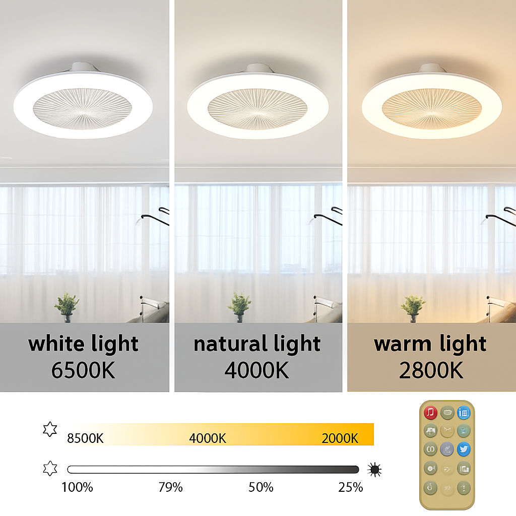 Fan Luster Silent Ceiling Fan Light with Remote Lamp E27 Control Bedroom Living, Home Lighting Source, Ac85-265v  Ceiling Fan