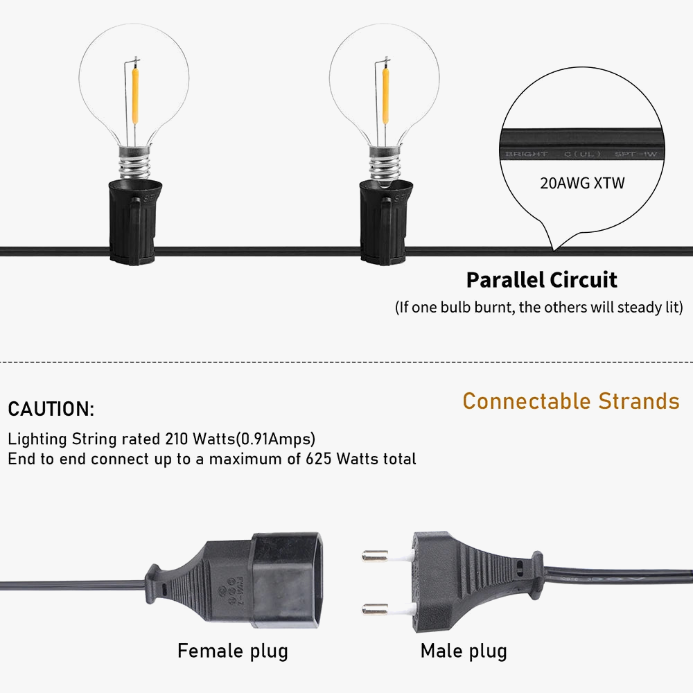 Festoon LED Globe guirlande lumineuse fée LED G40 extérieur pour fête de noël jardin guirlande décorative lampe rue Patio arrière-cour
