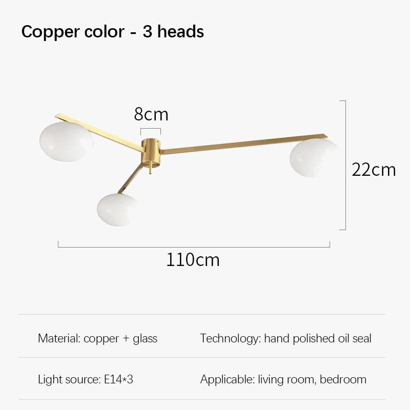 galet crème suspension luminaire led en verre français cuivre