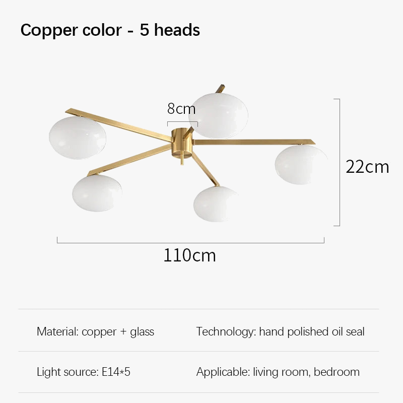 galet crème suspension luminaire led en verre français cuivre