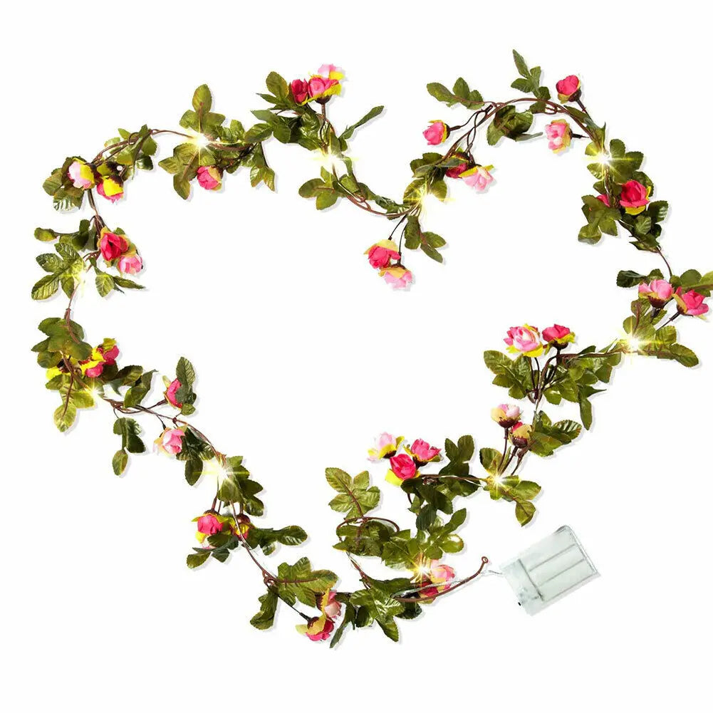 guirlande de roses artificielles lumineuse pour décoration féerique