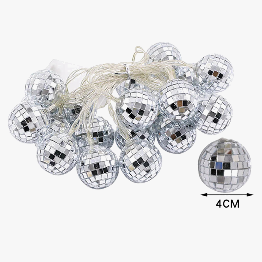 guirlande lumineuse 20 leds miroir boule disco décoratif à piles