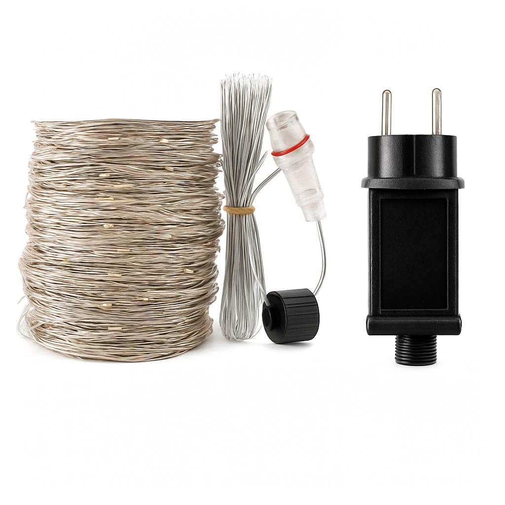 guirlande lumineuse argentée étanche pour décorations extérieures Noël mariage