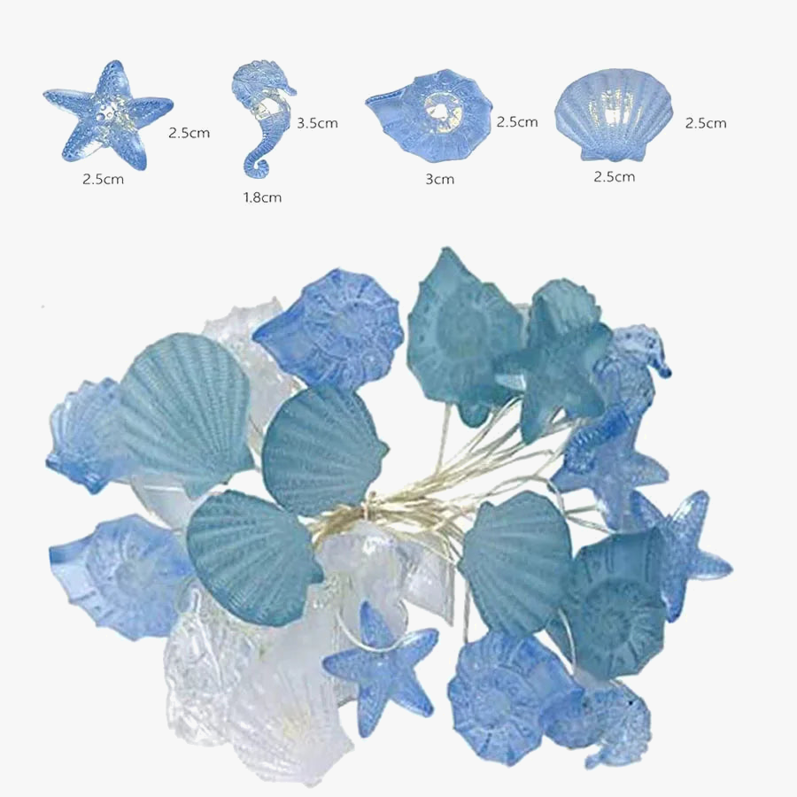guirlande lumineuse coquillages et étoiles de mer décorative