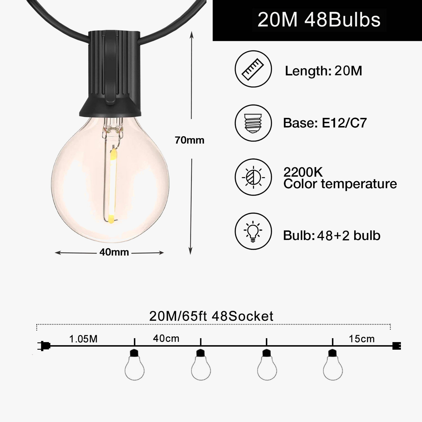 guirlande lumineuse d'extérieur étanche pour décoration extérieure