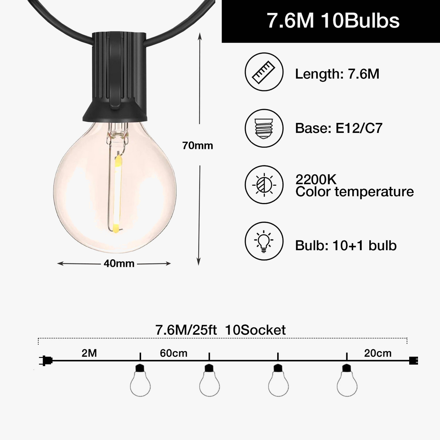 guirlande lumineuse d'extérieur étanche pour décoration extérieure