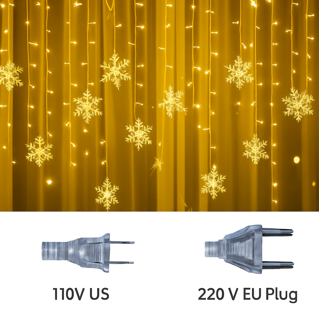 guirlande lumineuse de noël à led flocons de neige décoration extérieure