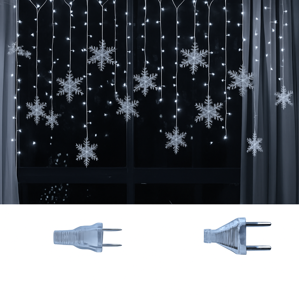 guirlande lumineuse de noël à led flocons de neige décoration extérieure