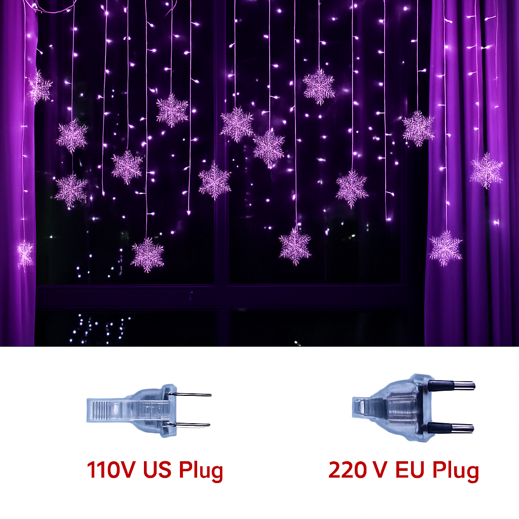 guirlande lumineuse de noël à led flocons de neige décoration extérieure