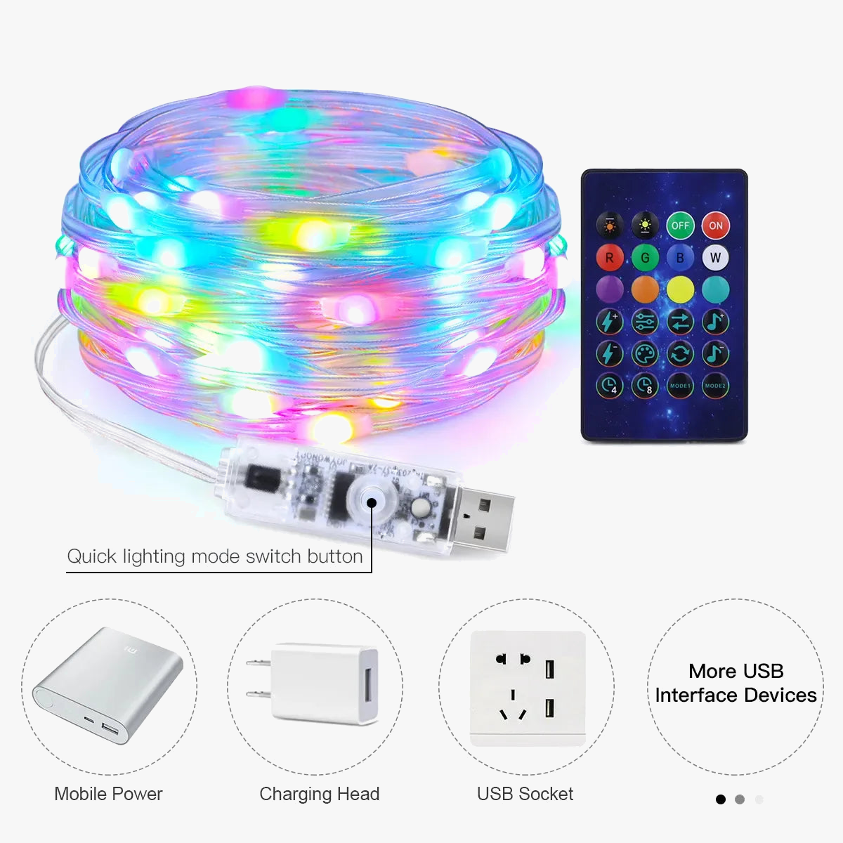 guirlande lumineuse intelligente programmable pour décorations festives