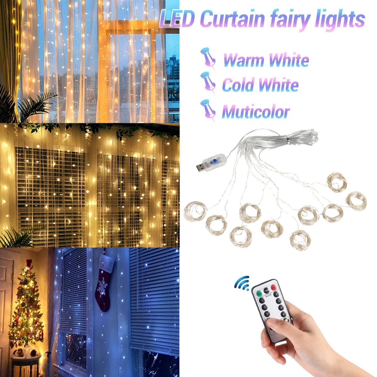 guirlande lumineuse led avec télécommande et 8 modes décoratifs