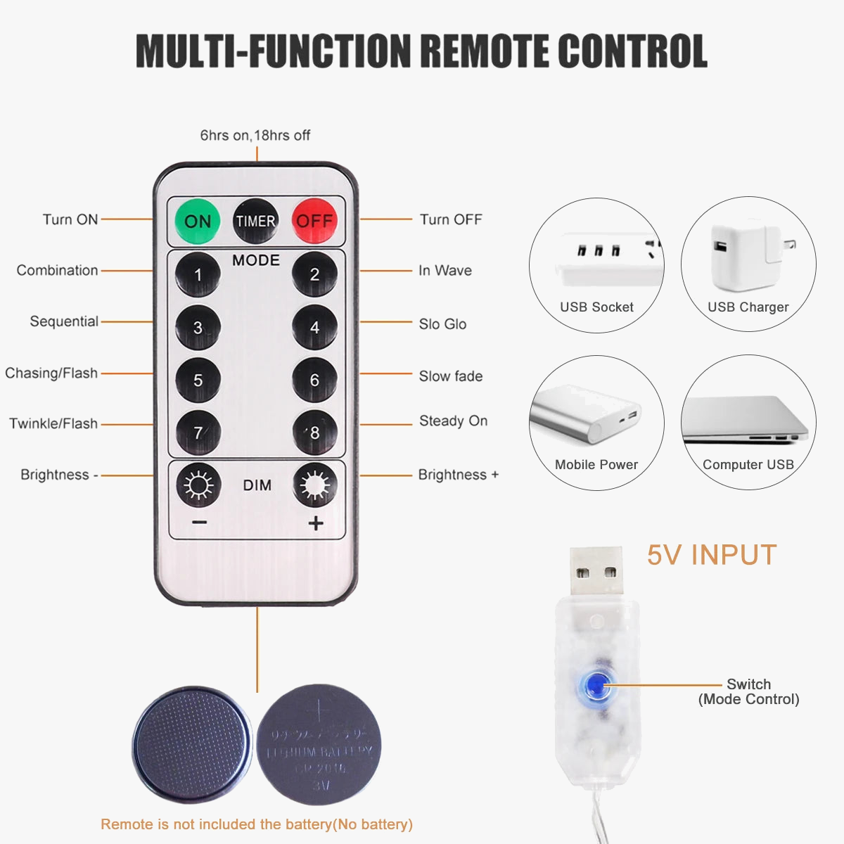 guirlande lumineuse led avec télécommande et 8 modes décoratifs