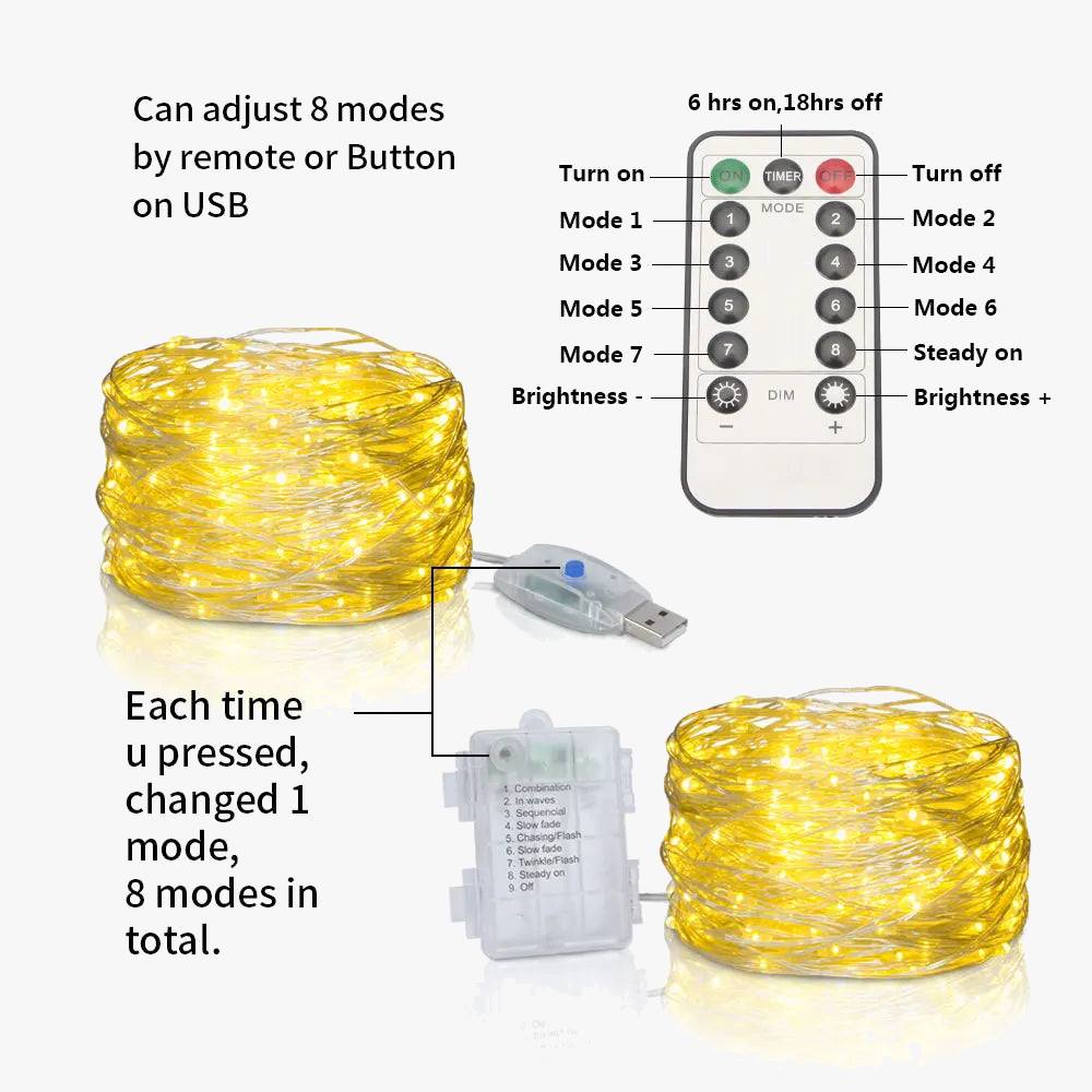 guirlande lumineuse led avec télécommande pour fêtes et mariages