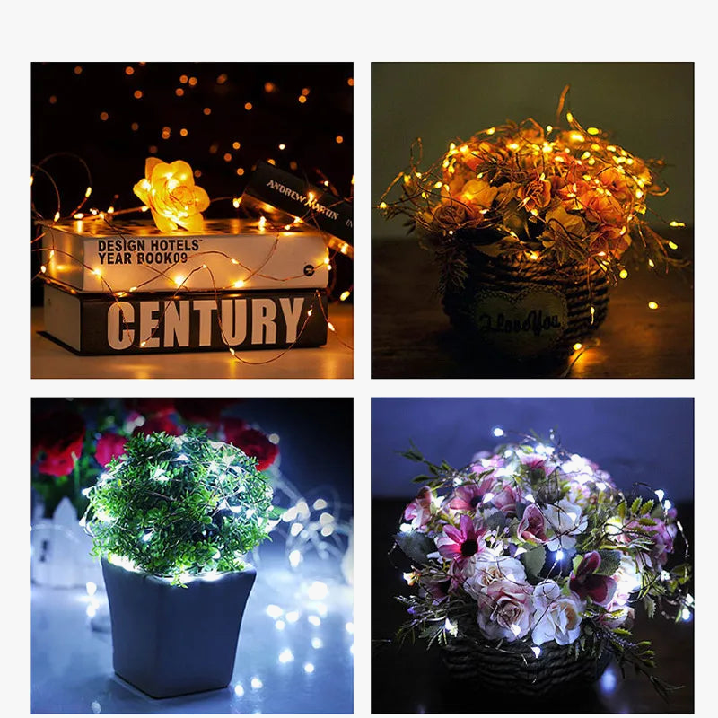 guirlande lumineuse led cuivre 20m 8 modes télécommande décoration extérieure