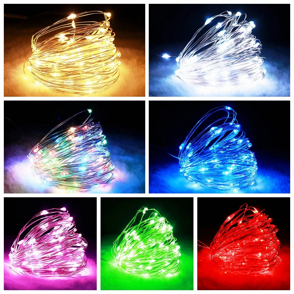 guirlande lumineuse à led en fil de cuivre pour célébrations et décorations