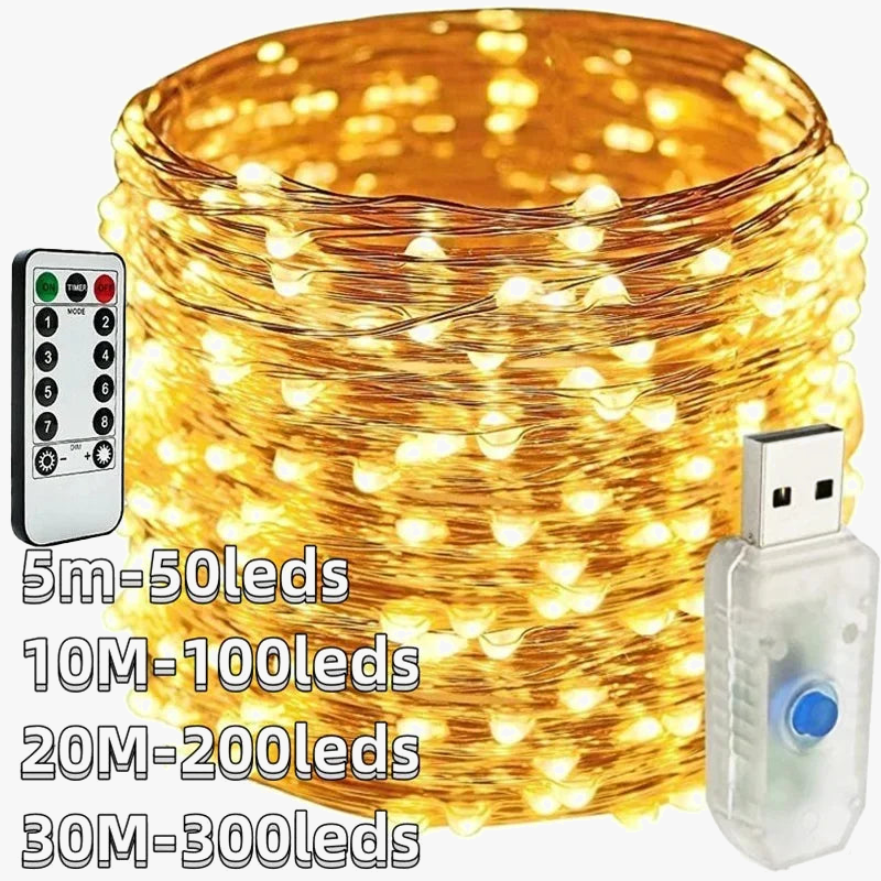 guirlande lumineuse led en fil de cuivre pour décorations festives