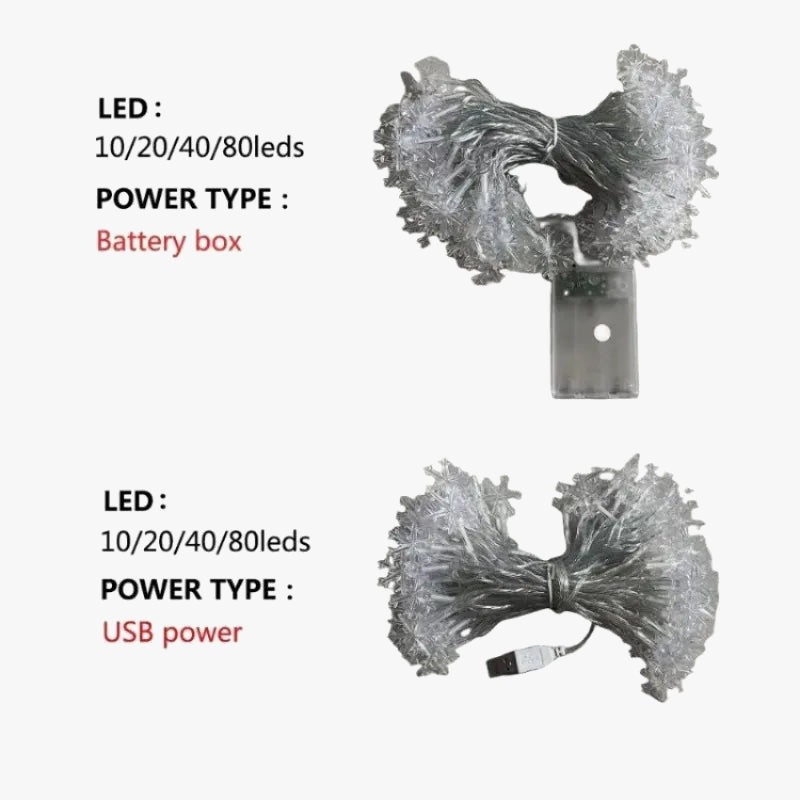 guirlande lumineuse à led flocon de neige pour fêtes et décorations