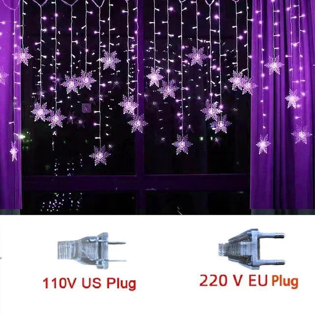 guirlande lumineuse led flocons de neige pour décorations de fête et Noël