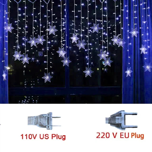 guirlande lumineuse led flocons de neige pour décorations de fête et Noël