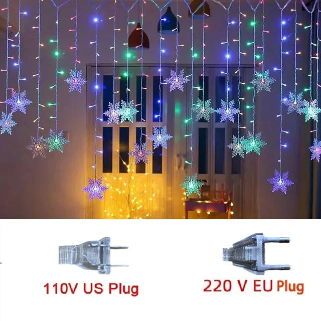 guirlande lumineuse led flocons de neige pour décorations de fête et Noël