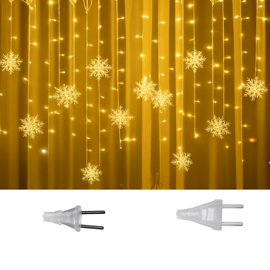guirlande lumineuse led flocons de neige pour Noël et fêtes