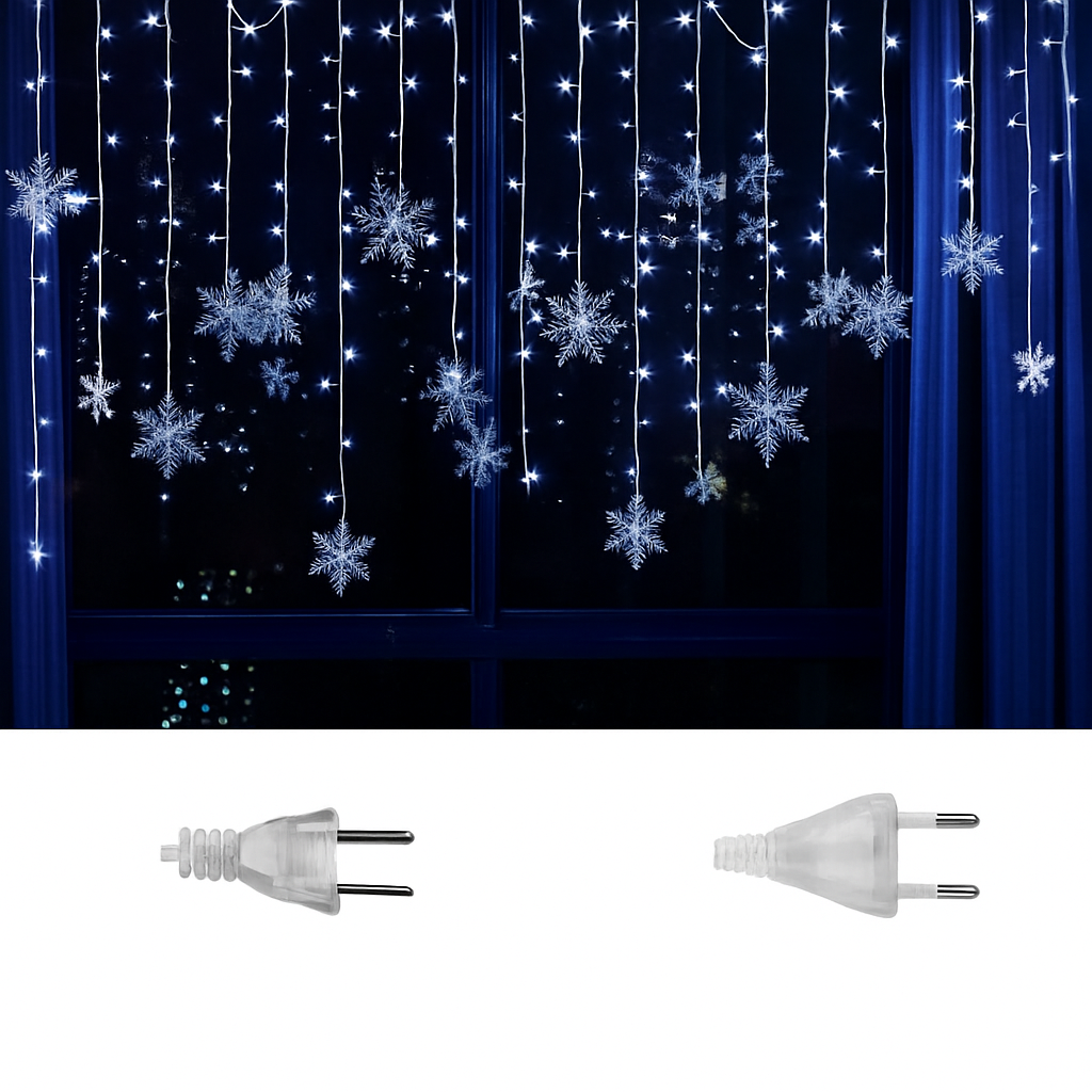 guirlande lumineuse led flocons de neige pour Noël et fêtes