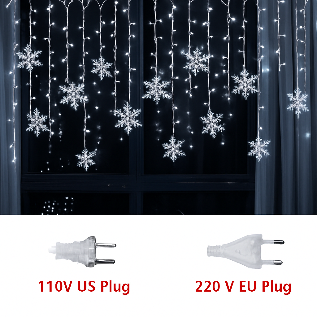 guirlande lumineuse led flocons de neige pour Noël et fêtes