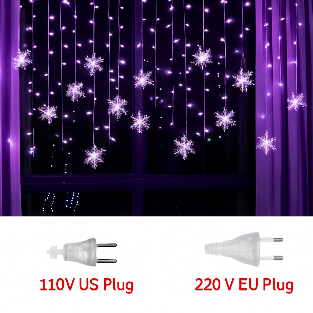 guirlande lumineuse led flocons de neige pour Noël et fêtes