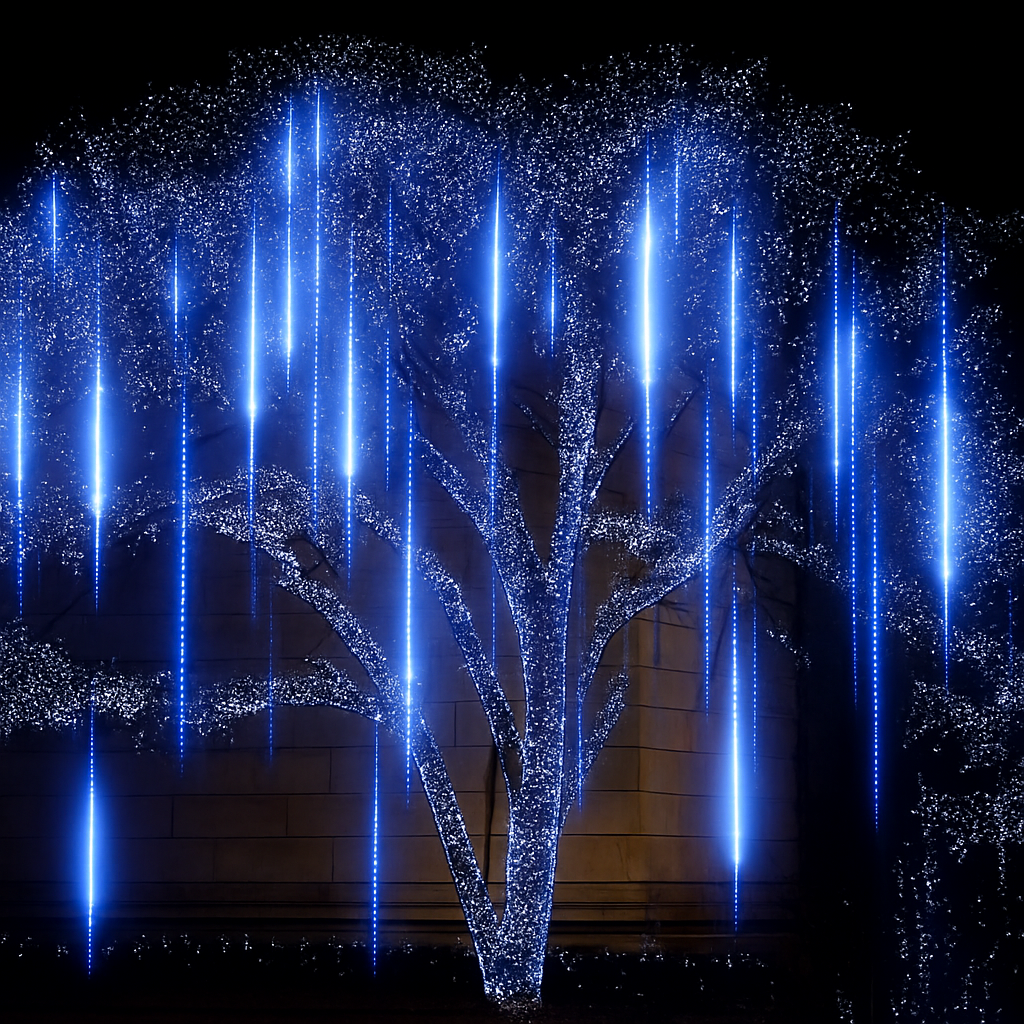 guirlande lumineuse led pluie de météores imperméable pour décoration festive