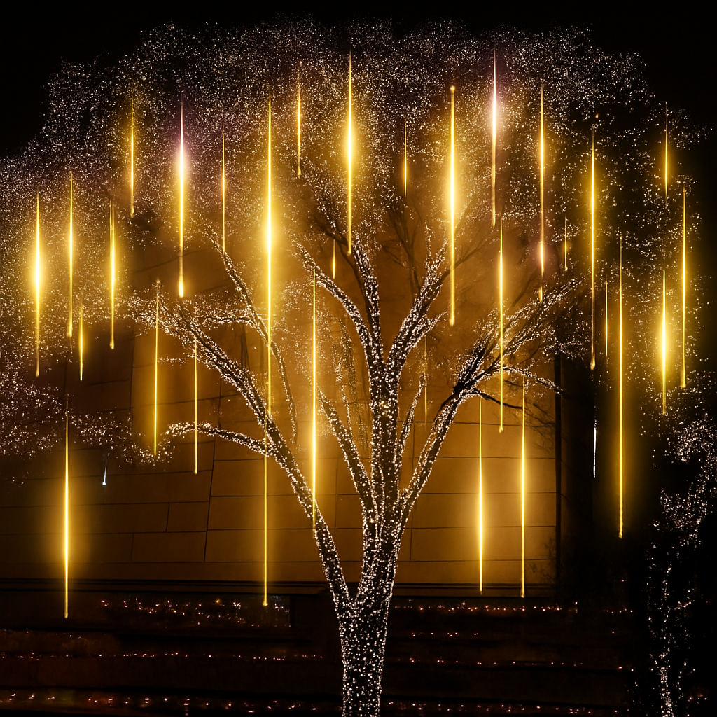 guirlande lumineuse led pluie de météores imperméable pour décoration festive