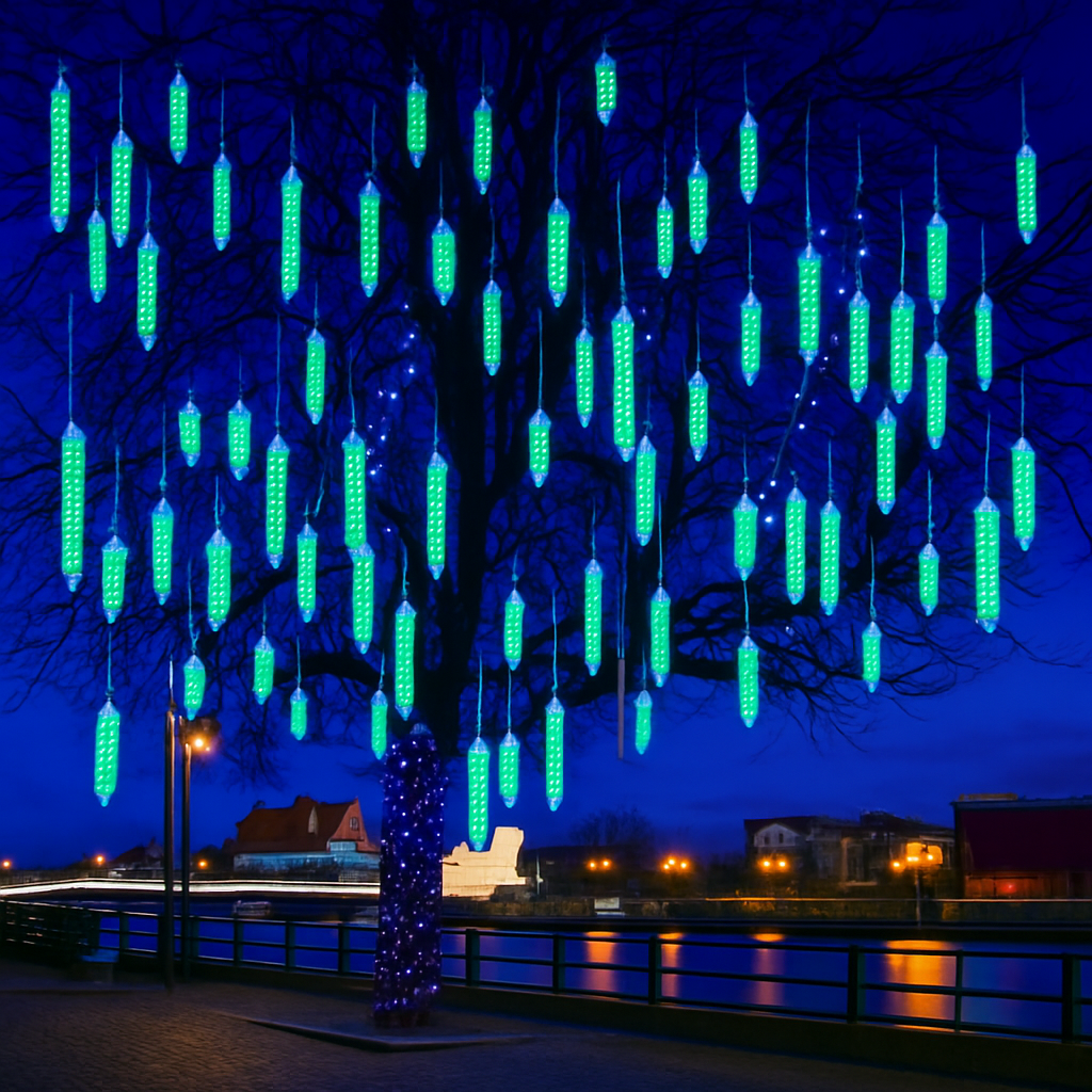 guirlande lumineuse led pluie de météores imperméable pour décoration festive