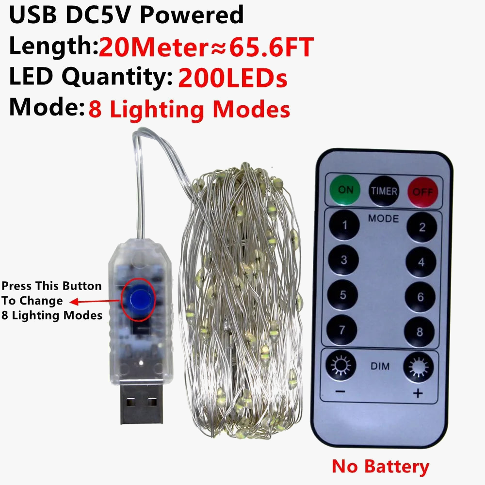 guirlande lumineuse led télécommandée fil de cuivre décorative étanche