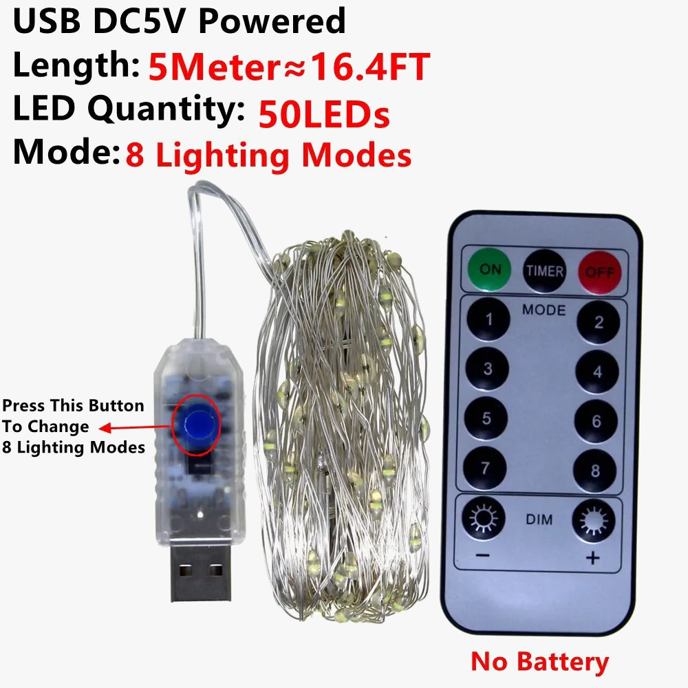 guirlande lumineuse led télécommandée fil de cuivre décorative étanche